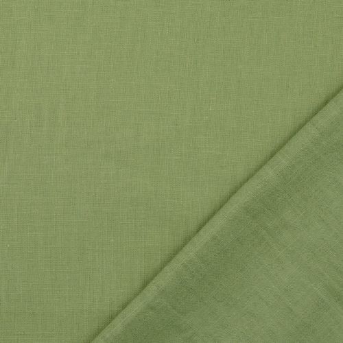Tissu lin et coton uni lavé vert matcha