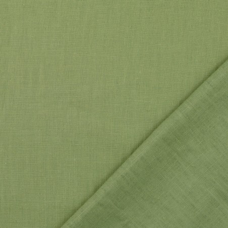 Tissu lin et coton uni lavé vert matcha