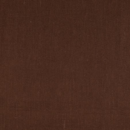 Tissu lin et coton uni lavé marron