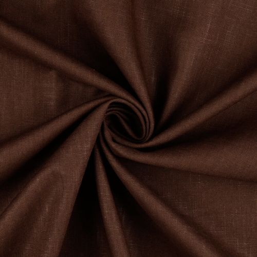 Tissu lin et coton uni lavé marron