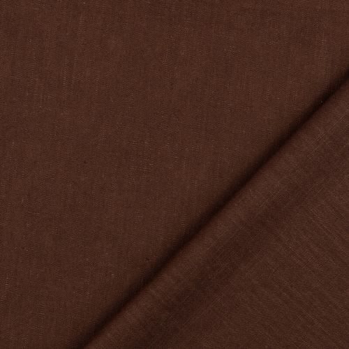 Tissu lin et coton uni lavé marron