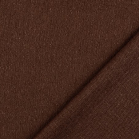 Tissu lin et coton uni lavé marron