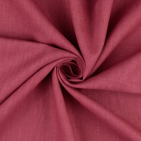 Tissu lin et coton uni lavé framboise