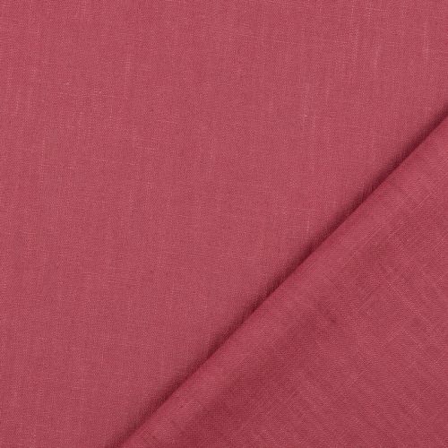 Tissu lin et coton uni lavé framboise