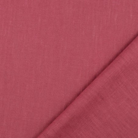 Tissu lin et coton uni lavé framboise