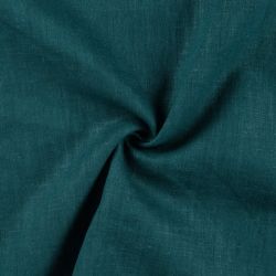 Tissu lin bleu canard 