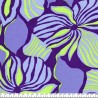 Tissu viscose EcoVero fleurs stripe bleu lavande