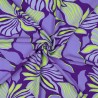 Tissu viscose EcoVero fleurs stripe bleu lavande