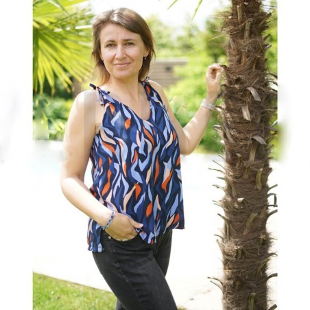 Tissu viscose Ecovero Zebra bleu