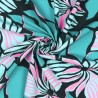 Tissu viscose EcoVero fleurs stripe vert 