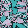 Tissu viscose EcoVero fleurs stripe vert 