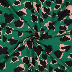 Tissu viscose léo fond vert grenouille