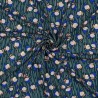 Tissu viscose fleurs bubble fond bleu canard