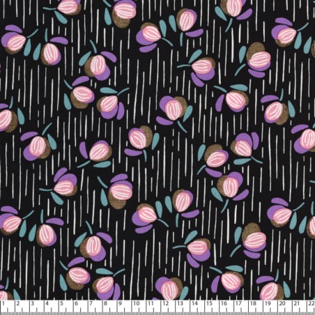Tissu viscose fleurs bubble fond noir