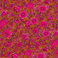 Tissu viscose stretch indienne fond curry