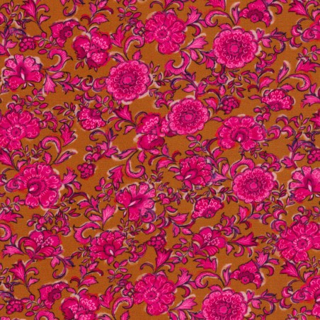 Tissu viscose stretch indienne fond curry