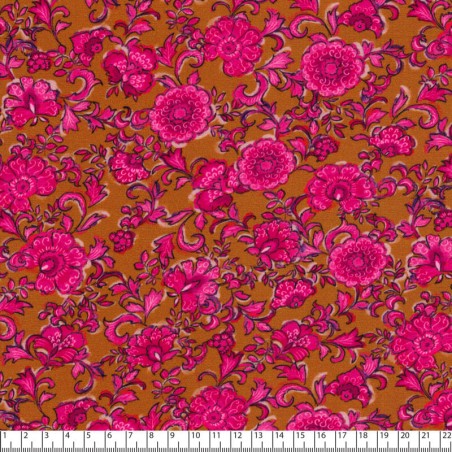 Tissu viscose stretch indienne fond curry