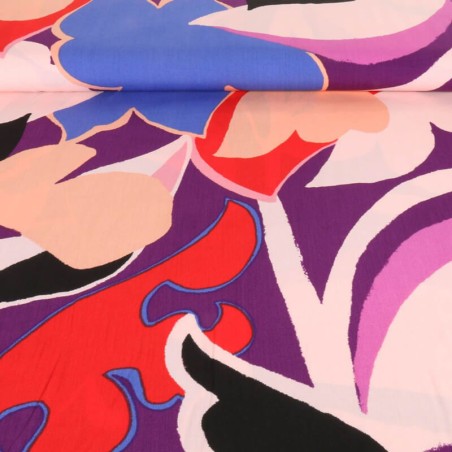 Tissu viscose graphique grands motifs