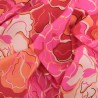Tissu viscose popeline roses rouge, fuchsia et abricot