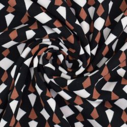 Tissu twill viscose graphique caramel noir