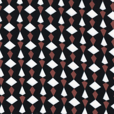 Tissu twill viscose graphique caramel noir