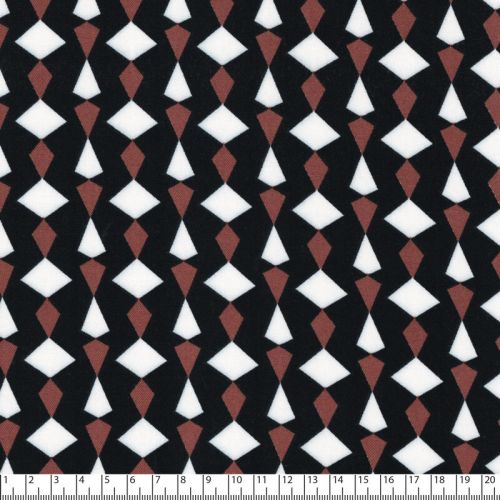 Tissu twill viscose graphique caramel noir