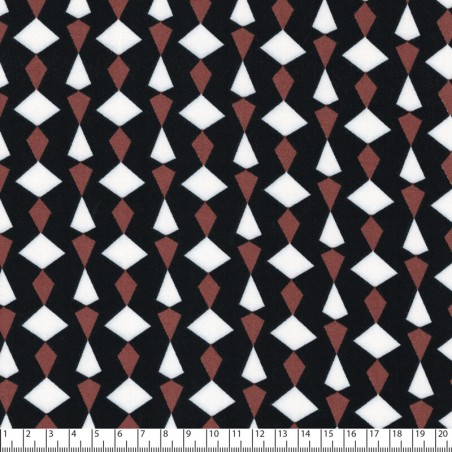 Tissu twill viscose graphique caramel noir