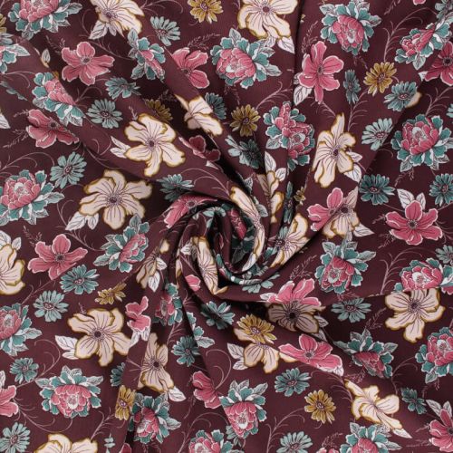 Tissu twill viscose stretch dahlia aubergine