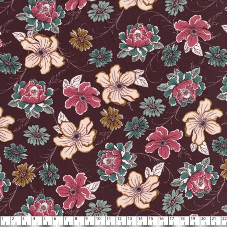 Tissu twill viscose stretch dahlia aubergine