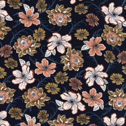 Tissu twill viscose stretch dahlia bleu marine