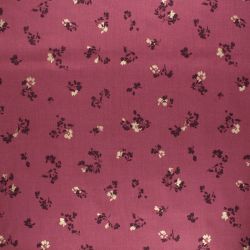 Tissu viscose bouquet de fleurs glitter fond framboise