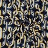Tissu viscose graphique 70's fond bleu marine