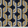 Tissu viscose graphique 70's fond bleu marine
