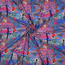 Tissu viscose Eco Vero Lion and Coyote bleu Nerida Hansen