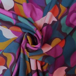 Tissu viscose stretch fleurs abstraites multicolore