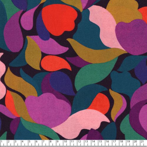 Tissu viscose stretch fleurs abstraites multicolore
