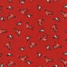 Tissu twill viscose oiseaux fond terracotta