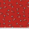 Tissu twill viscose oiseaux fond terracotta