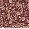 Tissu viscose radiance fleurs indiennes fond lie de vin 