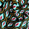 Tissu batiste coton et rayonne oeil de paon fond noir
