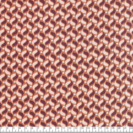 Tissu viscose stretch géométrique brique