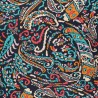 Tissu viscose paisley multicolore fond bleu marine