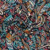 Tissu viscose paisley multicolore fond bleu marine