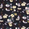Tissu popeline de viscose fleurs fond bleu marine