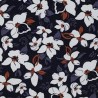 Tissu viscose grosses fleurs bleu marine