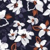Tissu viscose grosses fleurs bleu marine