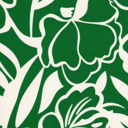 Tissu viscose fleurs fond vert vif