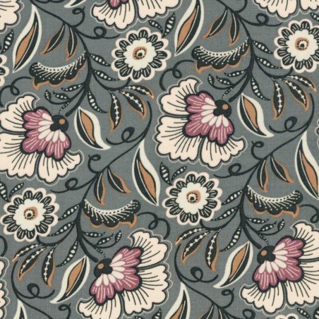 Tissu viscose fleurs paisley fond vert celadon