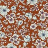 Tissu viscose fleurs rétro fond caramel