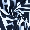 Tissu viscose twill stretch graphique marine fond bleu ciel 